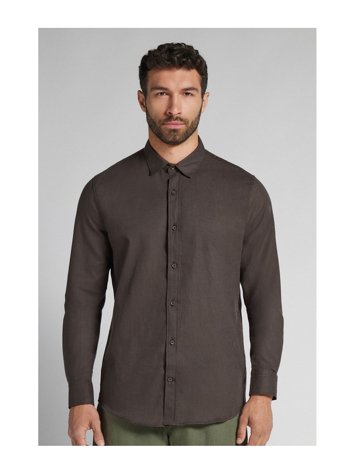 Camisa Em Linho e Algodão Marrom Intimissimi