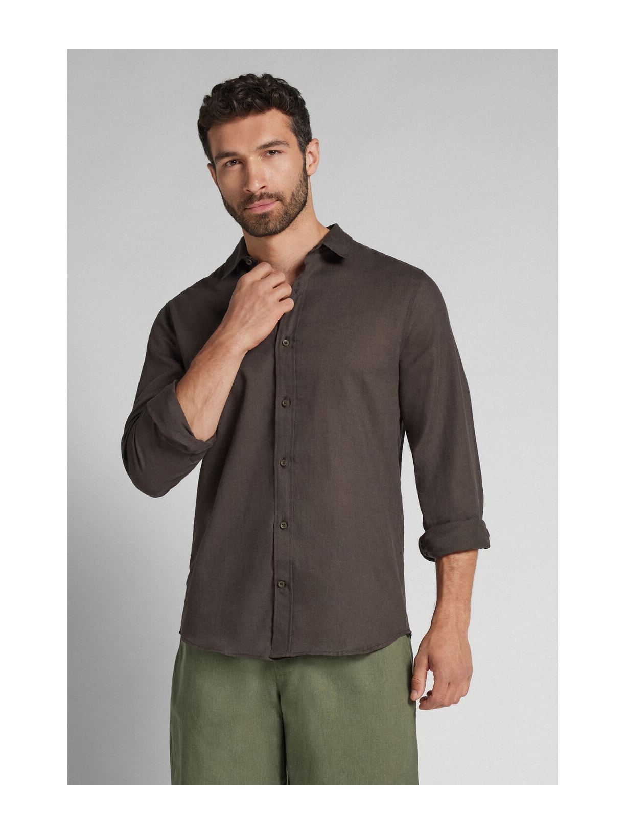 Camisa Em Linho e Algodão Marrom Intimissimi