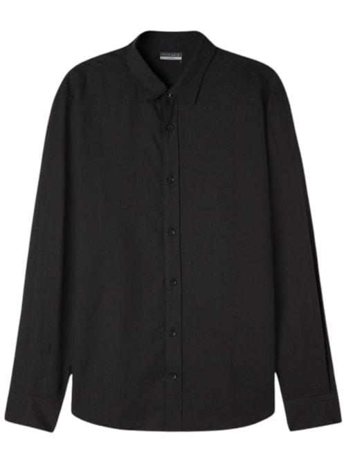 Camisa Em Linho e Algodão - Preto