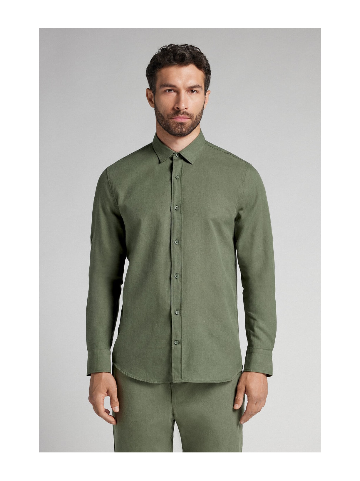 Camisa Em Linho e Algodão Verde Intimissimi