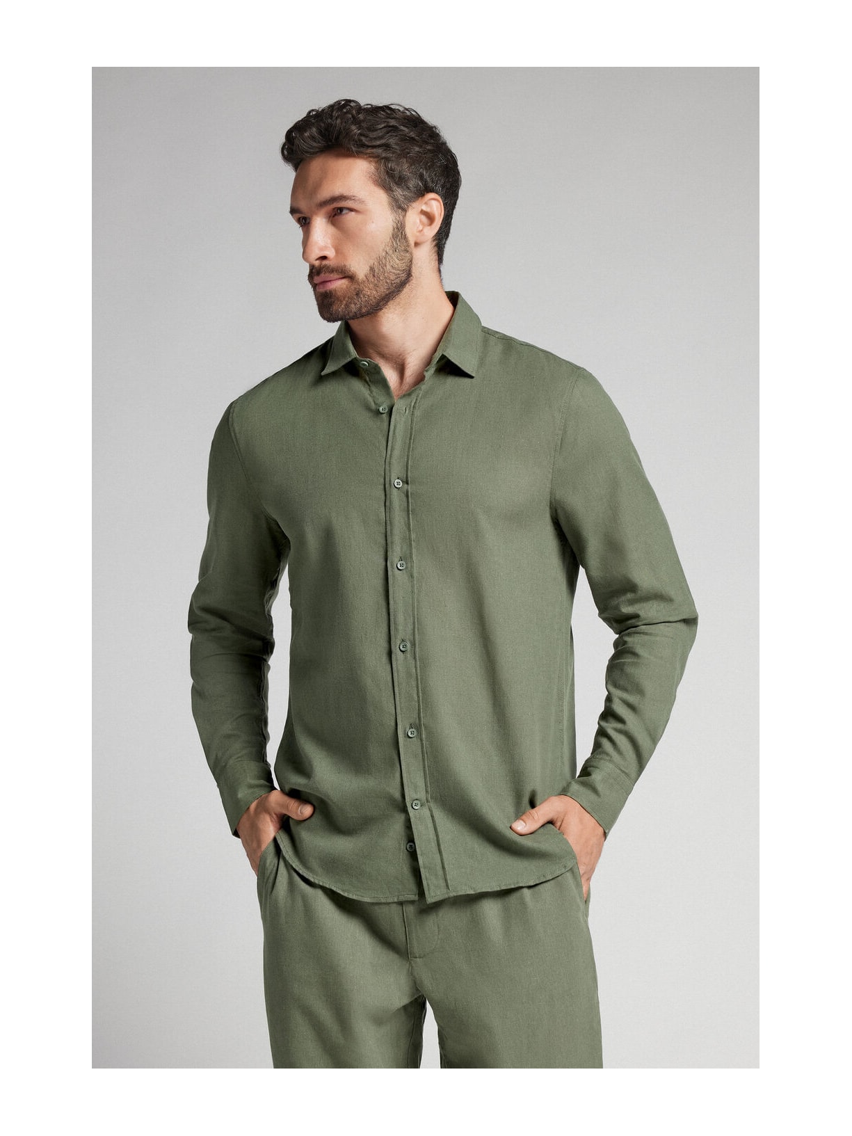 Camisa Em Linho e Algodão Verde Intimissimi