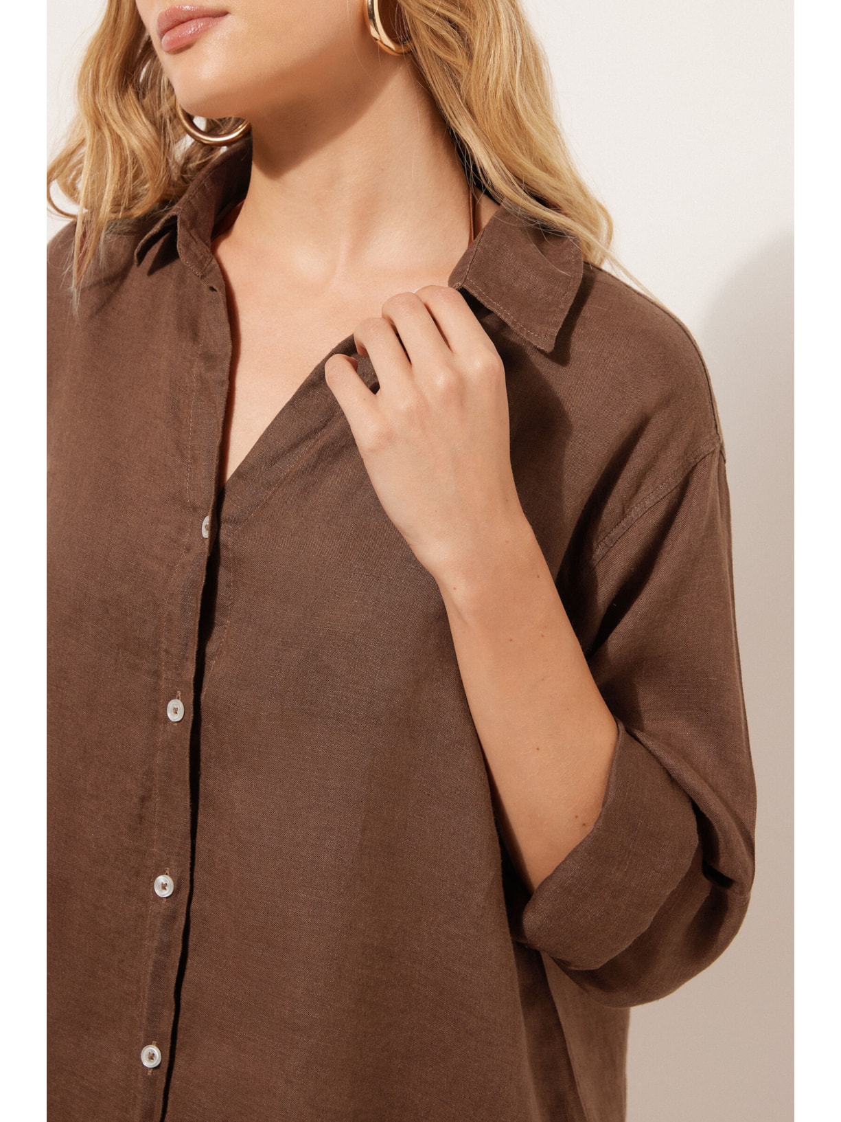 Camisa Em Linho Marrom Calzedonia