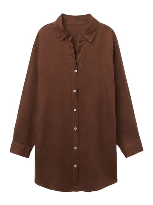 Camisa Em Linho - Marrom