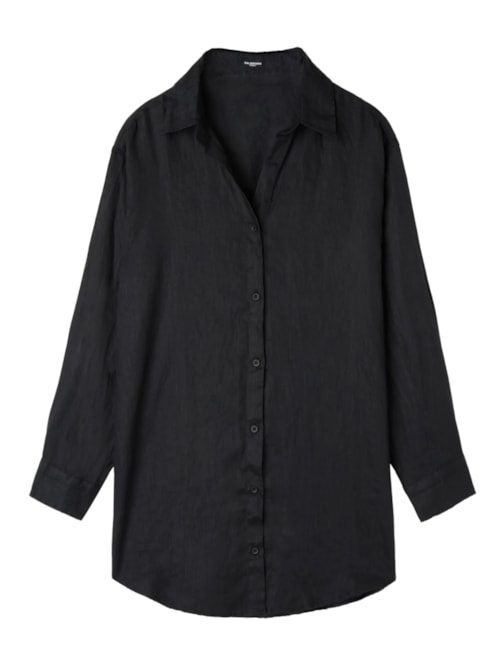 Camisa Em Linho - Preto