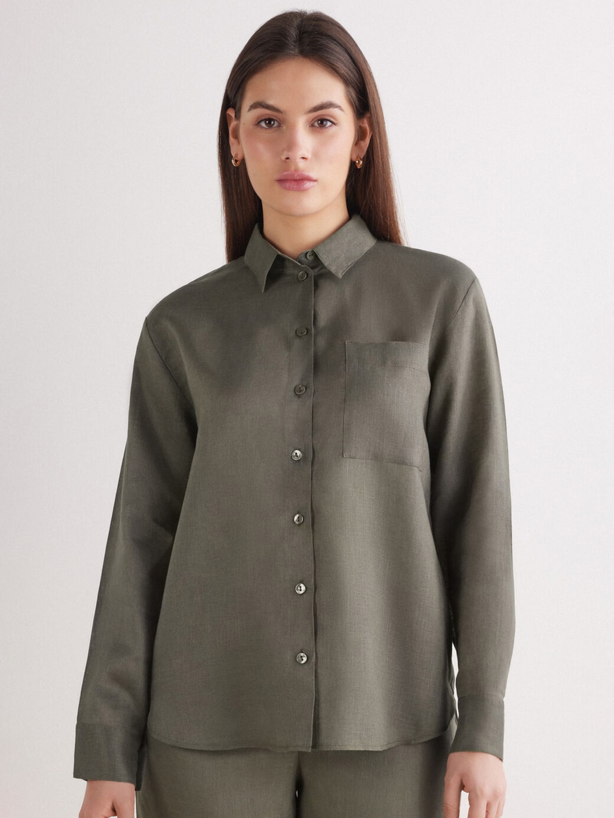 Camisa Em Linho The Pure Linen Verde Calzedonia