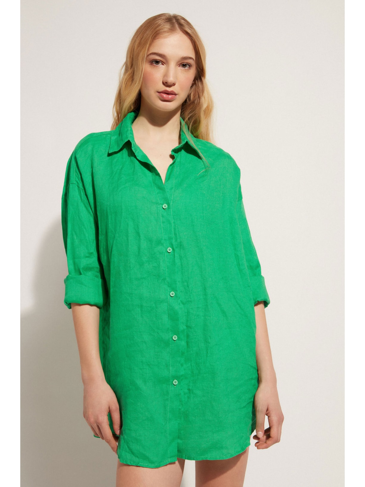 Camisa Em Linho Verde Calzedonia