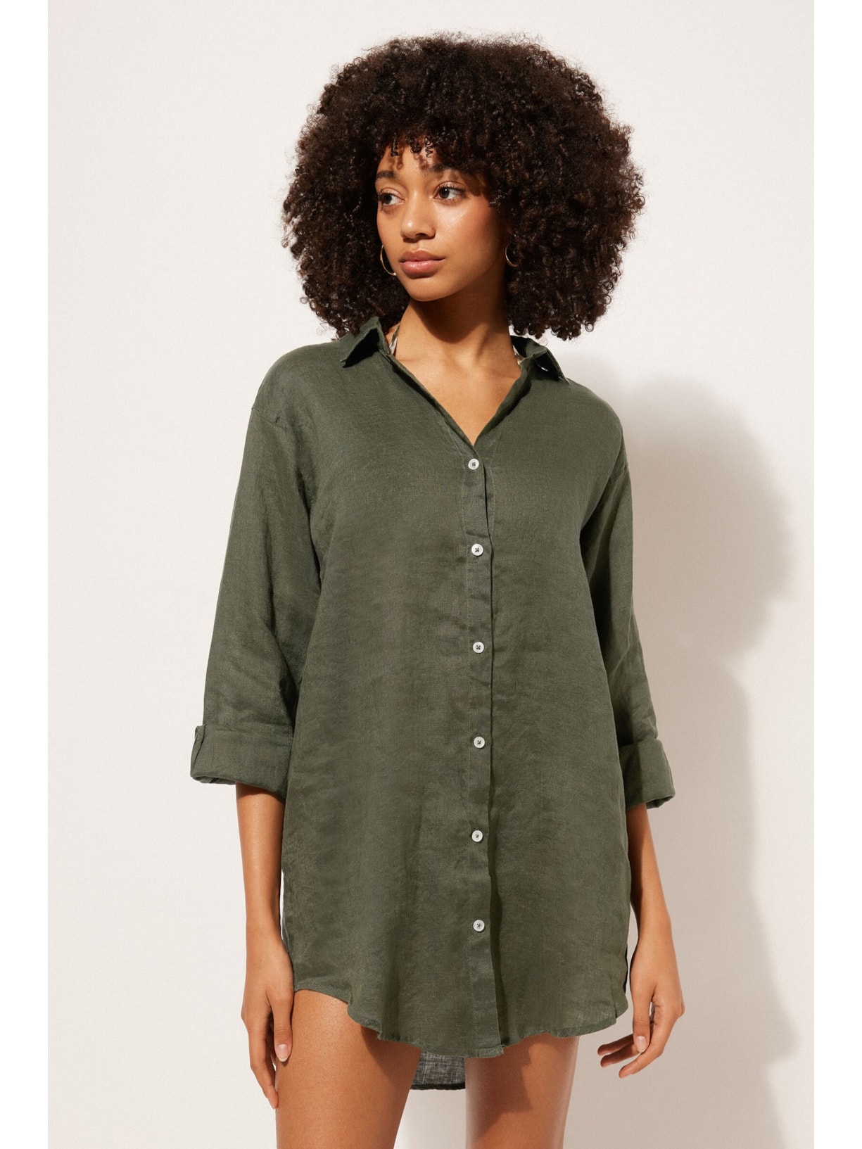 Camisa Em Linho Verde Calzedonia