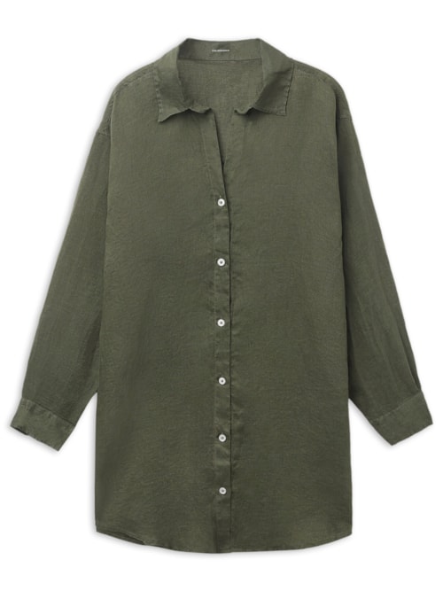 Camisa Em Linho - Verde