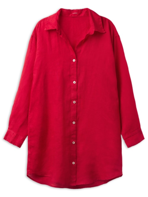 Camisa Em Linho - Vermelho