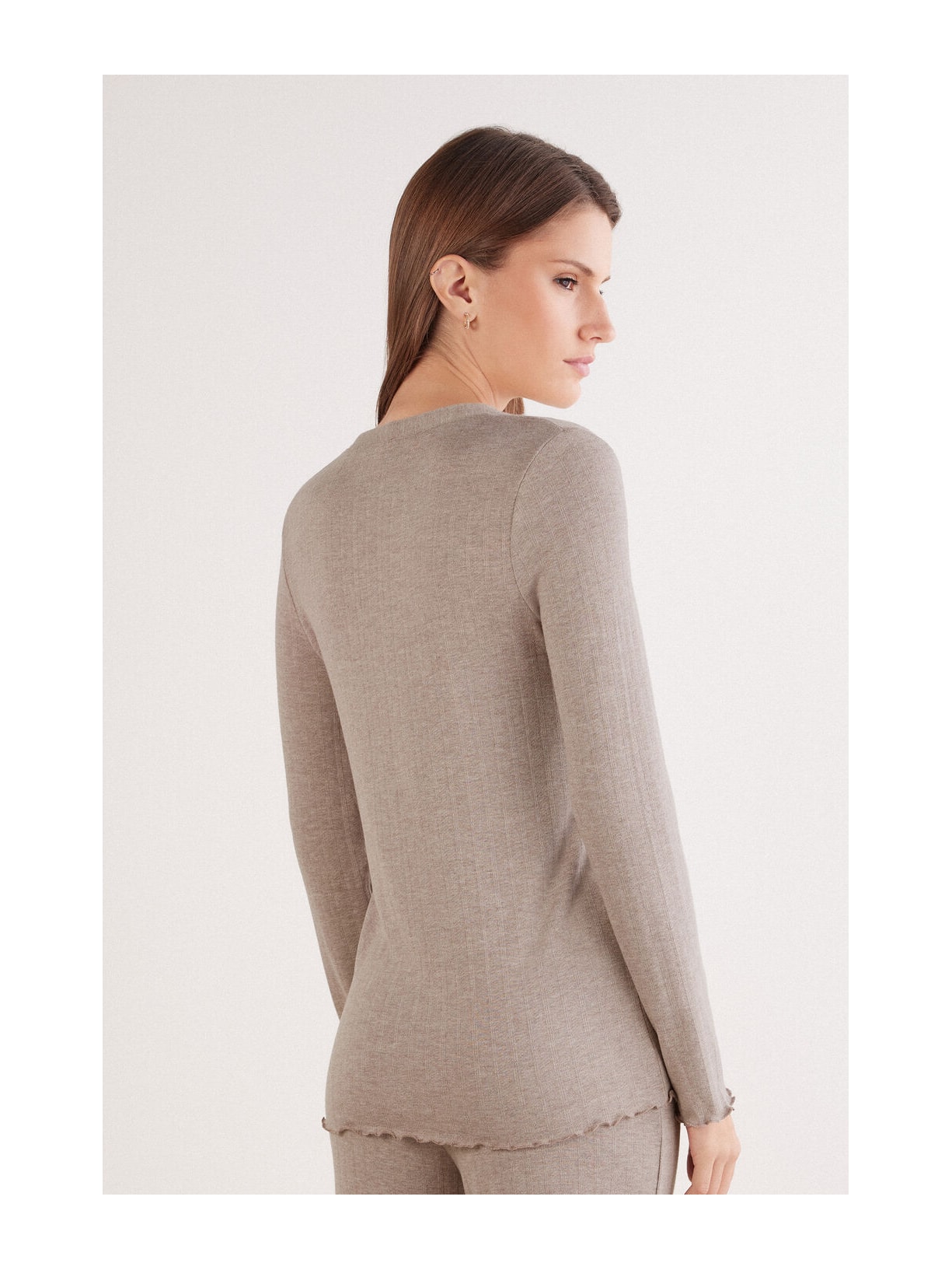 Camisa Em Modal Com Cashmere Luxury Softness Marrom Intimissimi