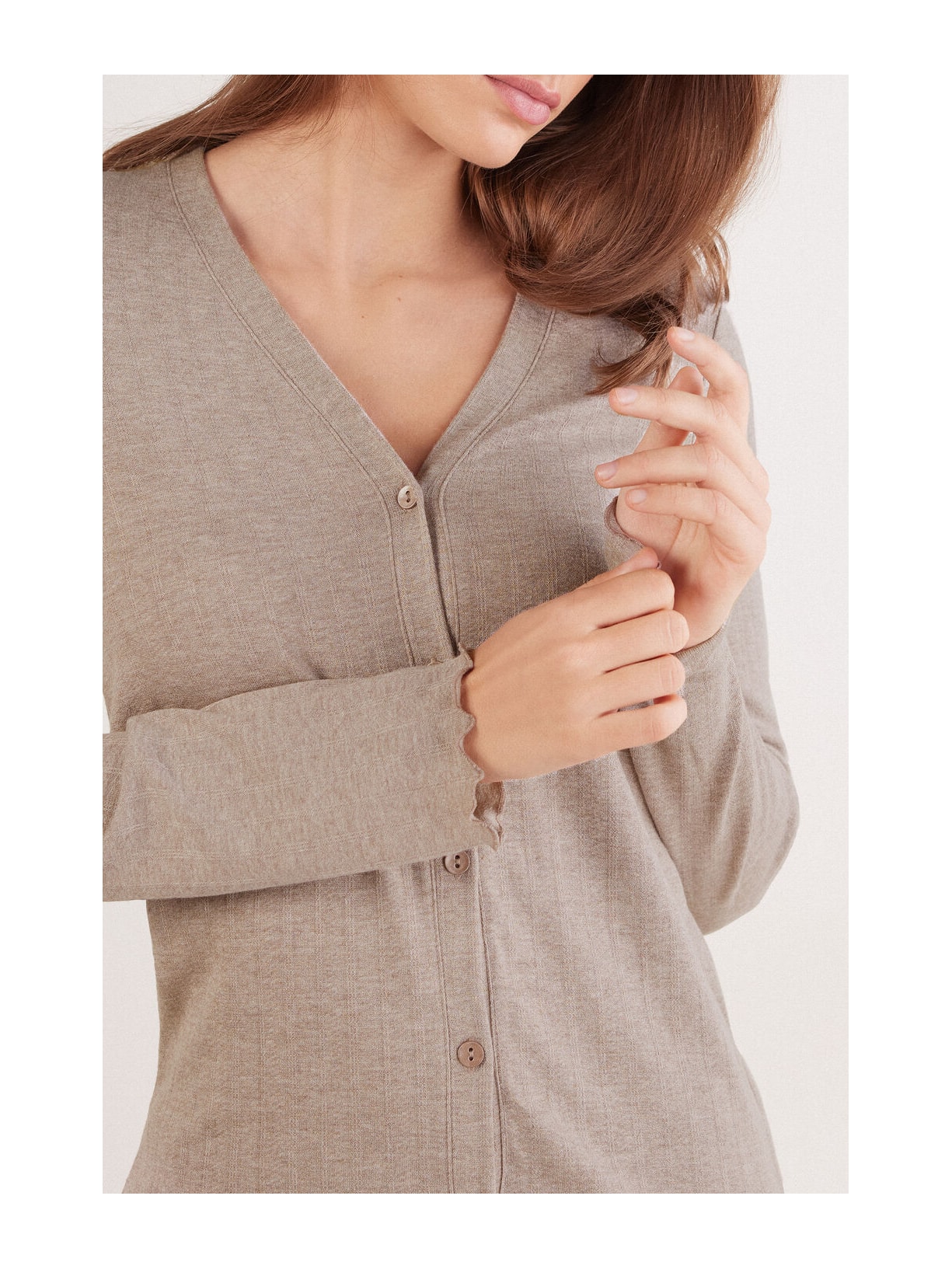 Camisa Em Modal Com Cashmere Luxury Softness Marrom Intimissimi