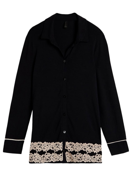 Camisa Em Modal Pretty Flower - Preto