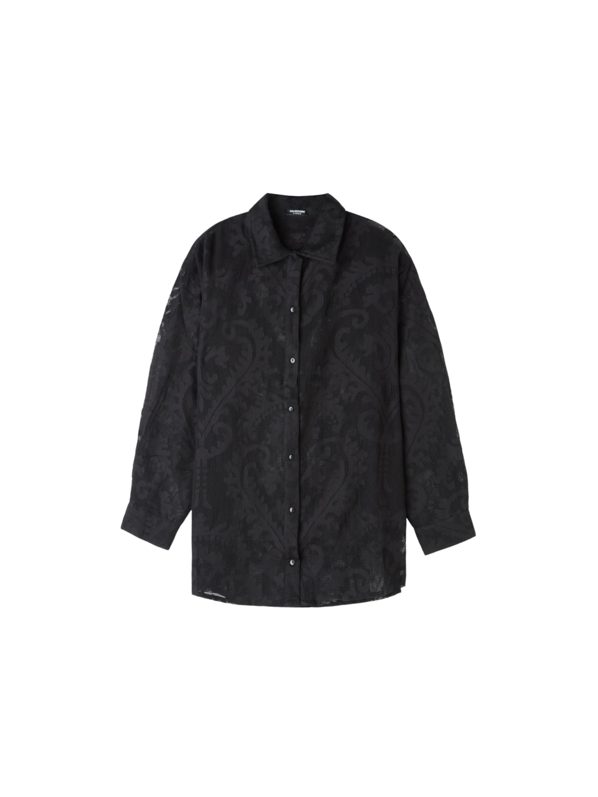 Camisa Em Renda Bordada - Preto