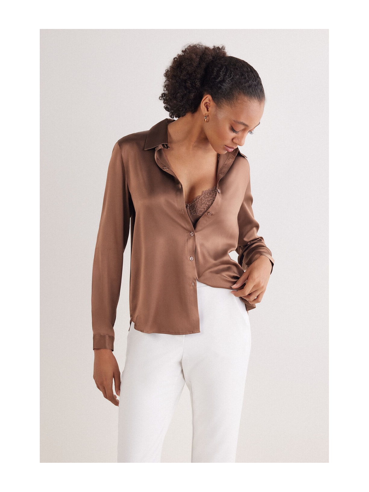 Camisa Em Seda Marrom Intimissimi