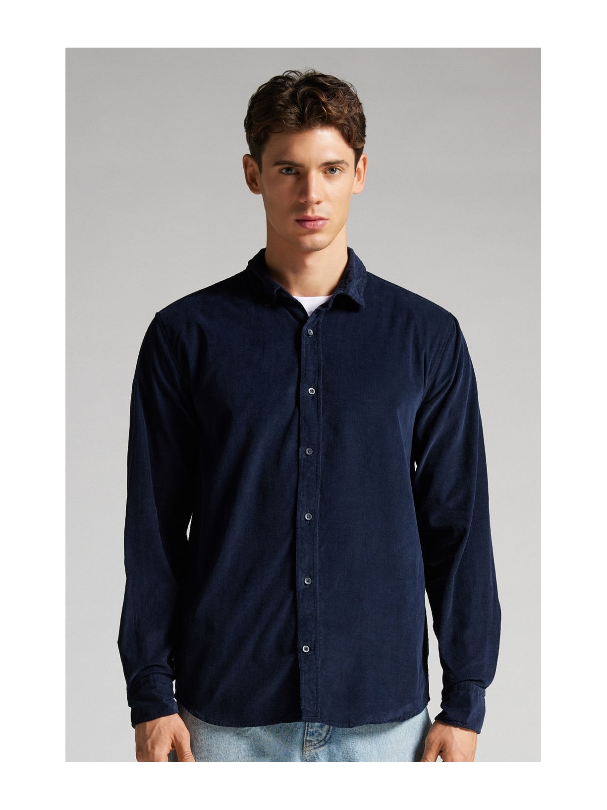 Camisa Em Veludo Canelado Azul Intimissimi