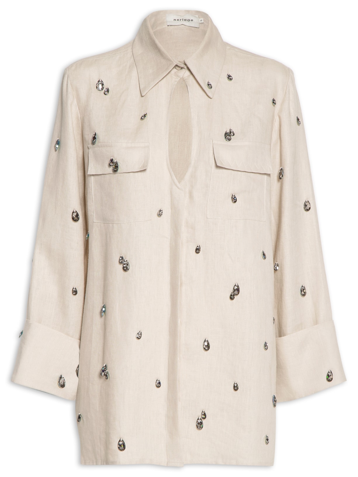 Camisa Feminina Acará Bege Cristais - Bege