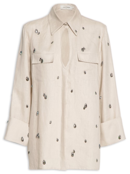 Camisa Feminina Acará Bege Cristais - Bege