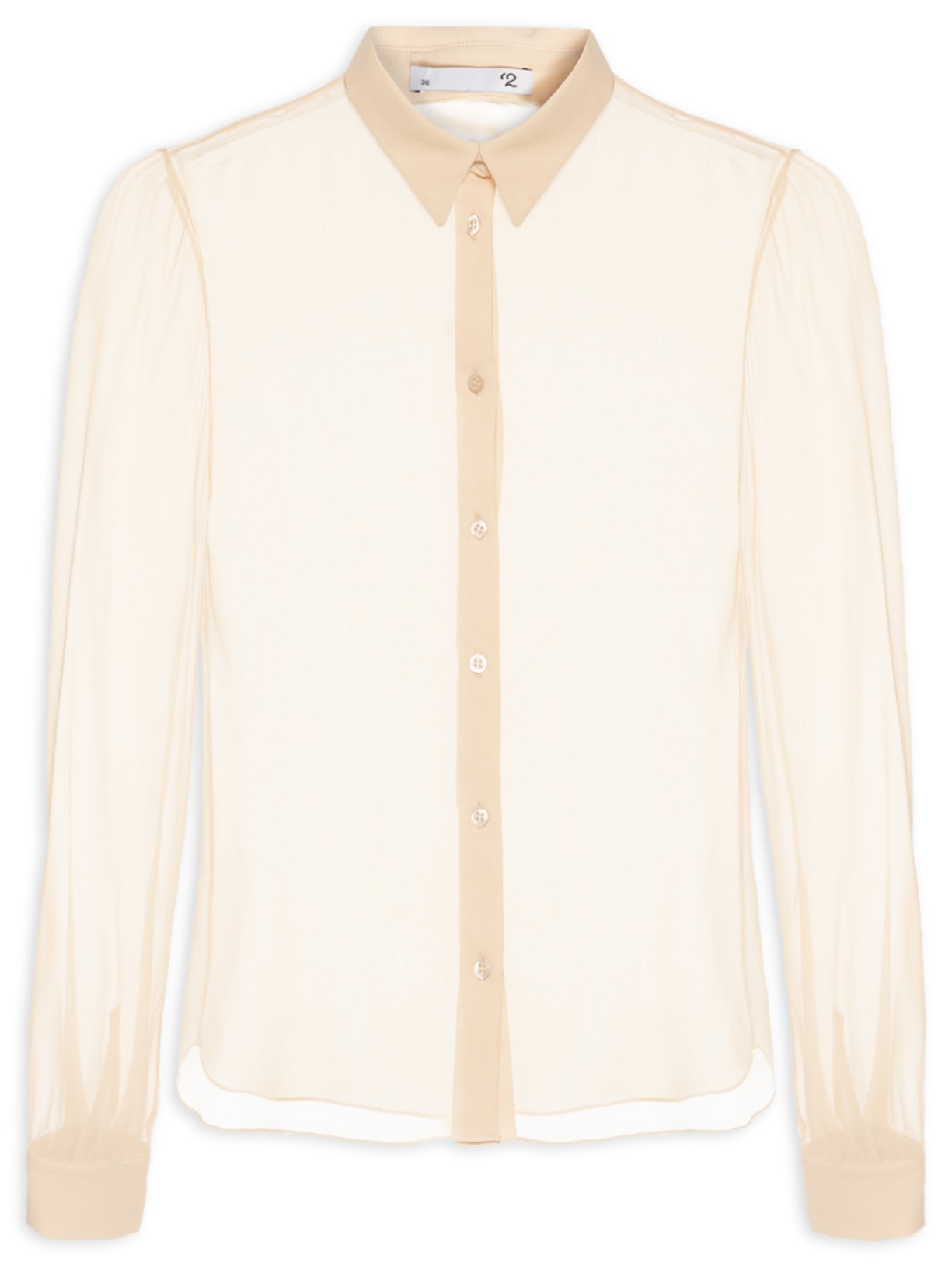 Camisa Feminina Ajustada Em Seda Pura - Bege