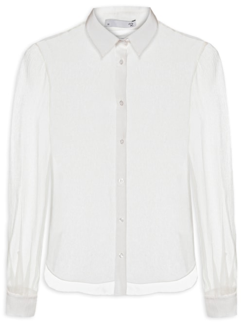 Camisa Feminina Ajustada Em Seda Pura - Off White