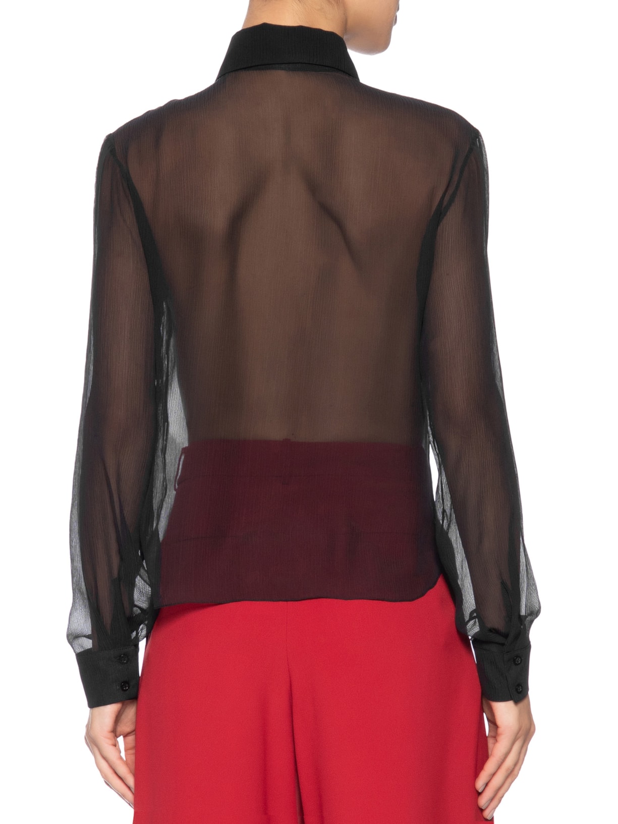 Camisa Feminina Ajustada Em Seda Pura Preto '2Essential