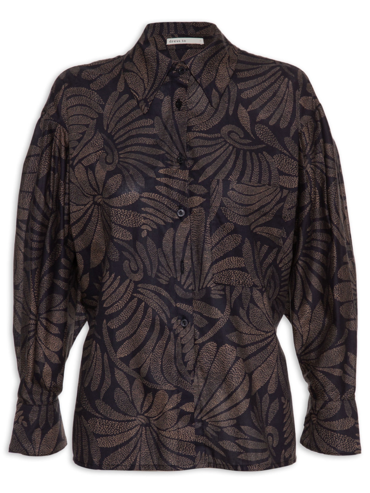 Camisa Feminina Algodão Estampada Bossa - Preto