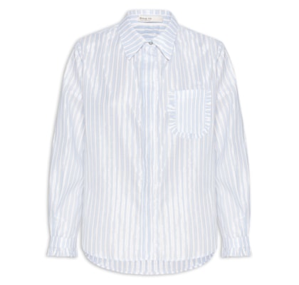 Camisa Feminina Algodão Listras Luréx - Azul