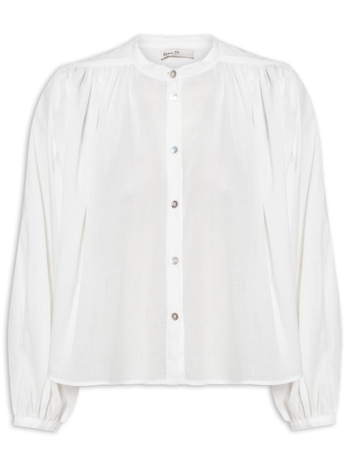 Camisa Feminina Algodão Manga Bufante - Off White