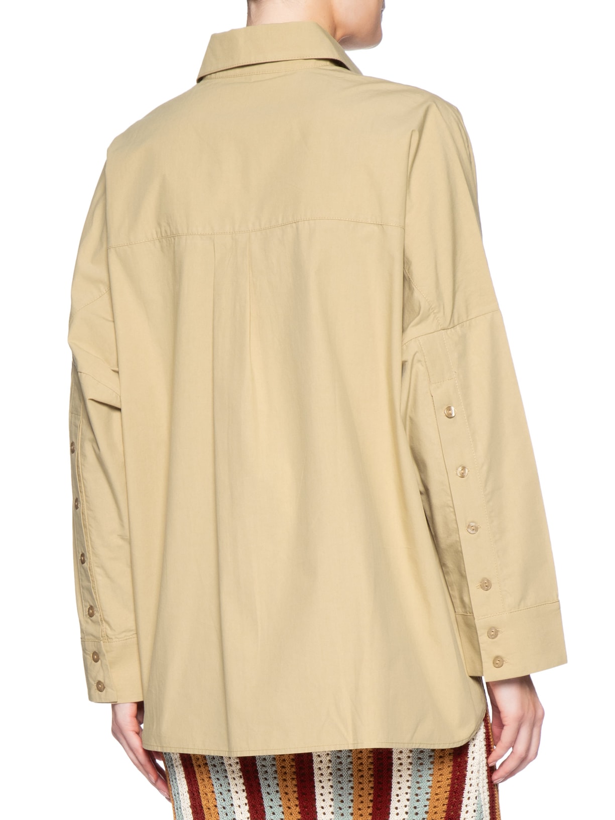 Camisa Feminina Algodão Prega Bolso Bege Dress To