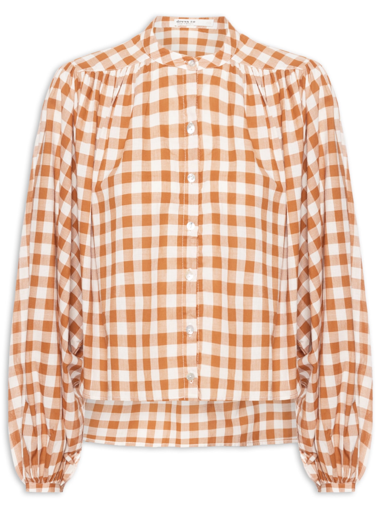 Camisa Feminina Algodão Vichy Bege Dress To