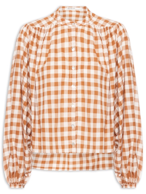 Camisa Feminina Algodão Vichy - Bege