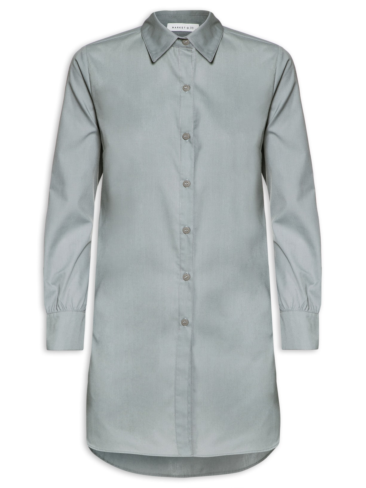 Camisa Feminina Alongada - Cinza