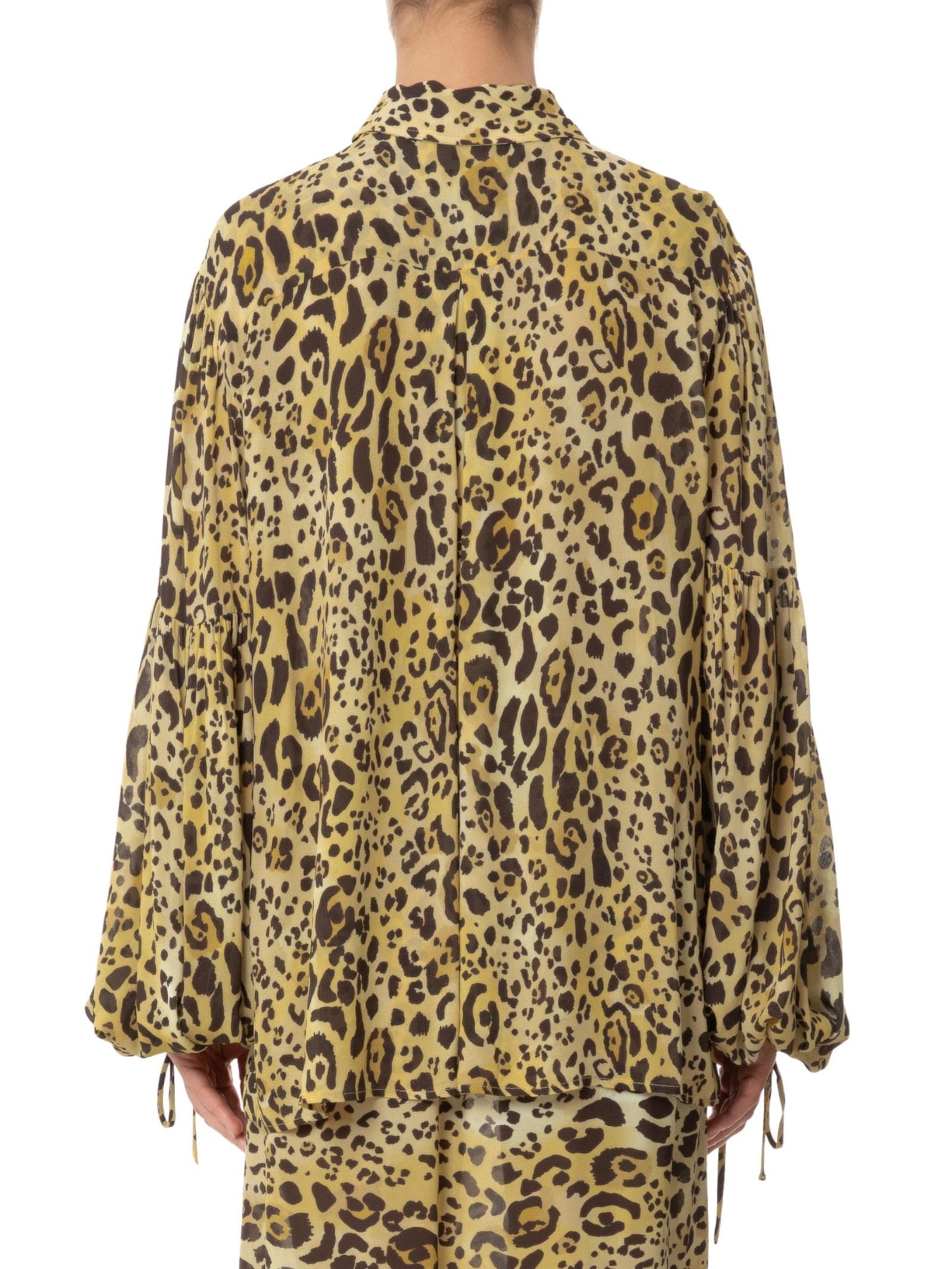 Camisa Feminina Alongada Com Botões Estampa Onça Aqua Animal Print Animale