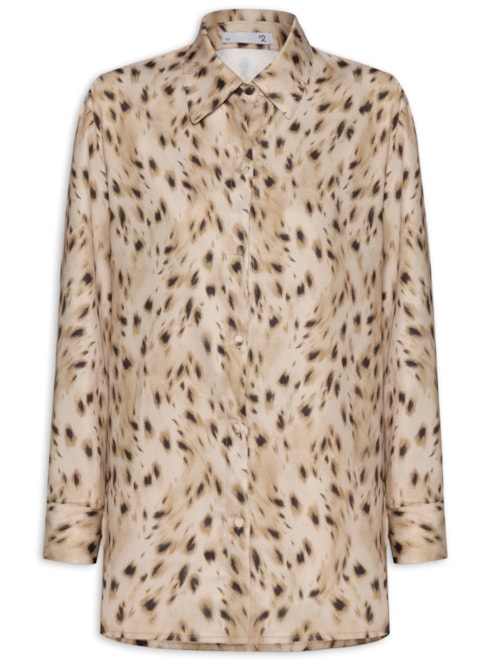 Camisa Feminina Alongada Estampada - Animal Print