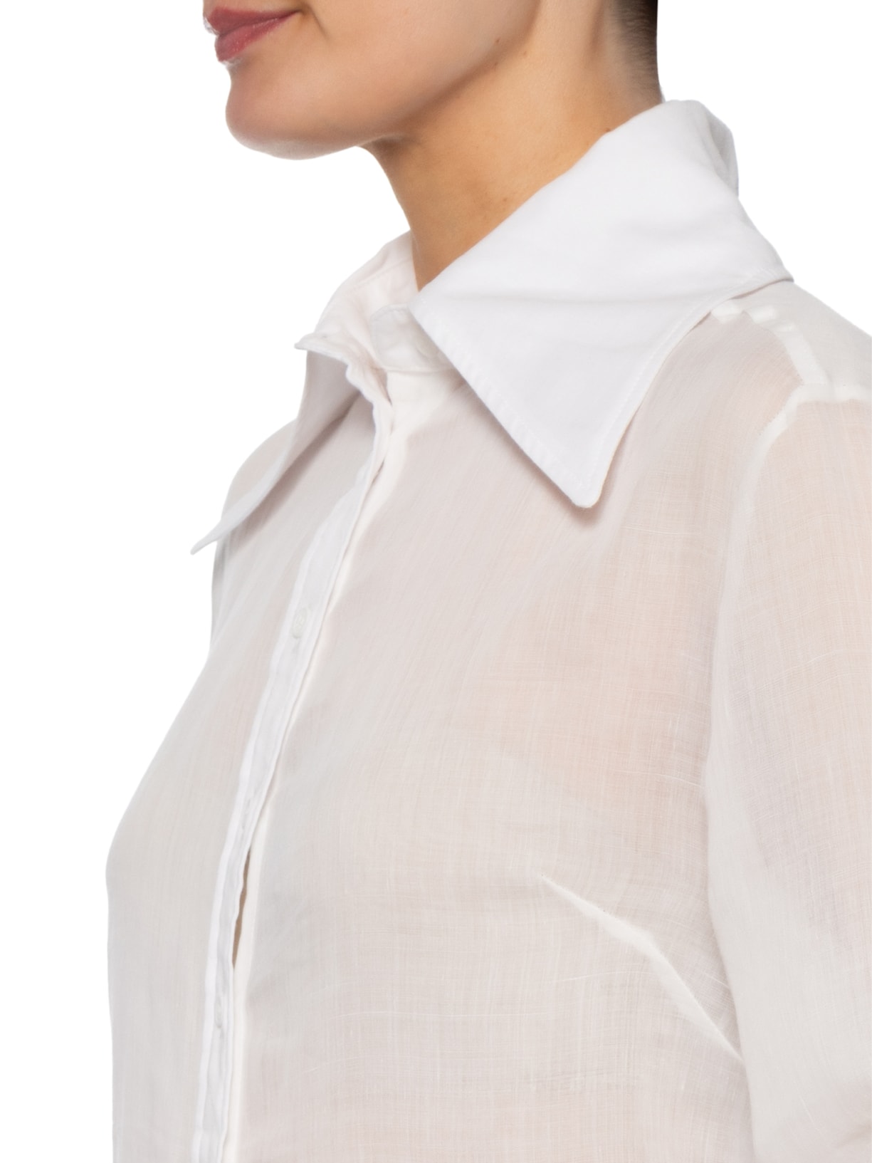 Camisa Feminina Alongada Manga Longa Com Bordado Off White Bo