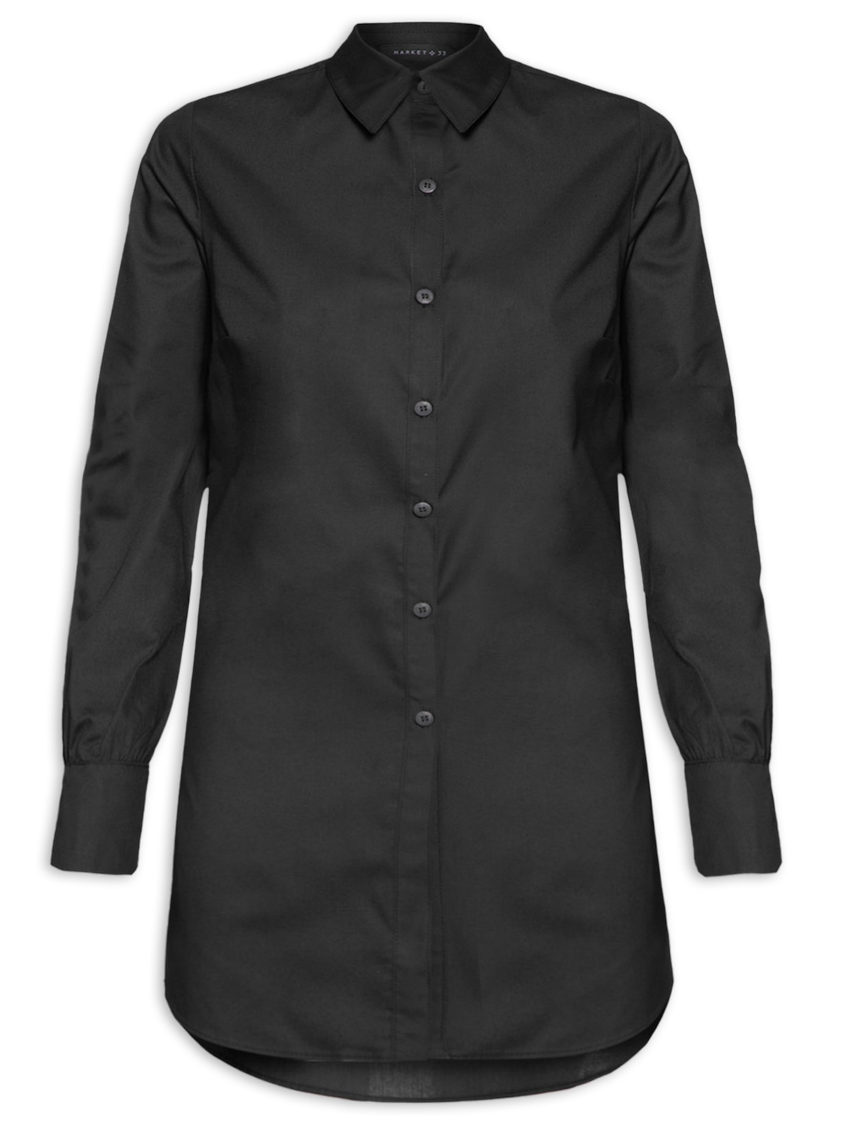 Camisa Feminina Alongada - Preto