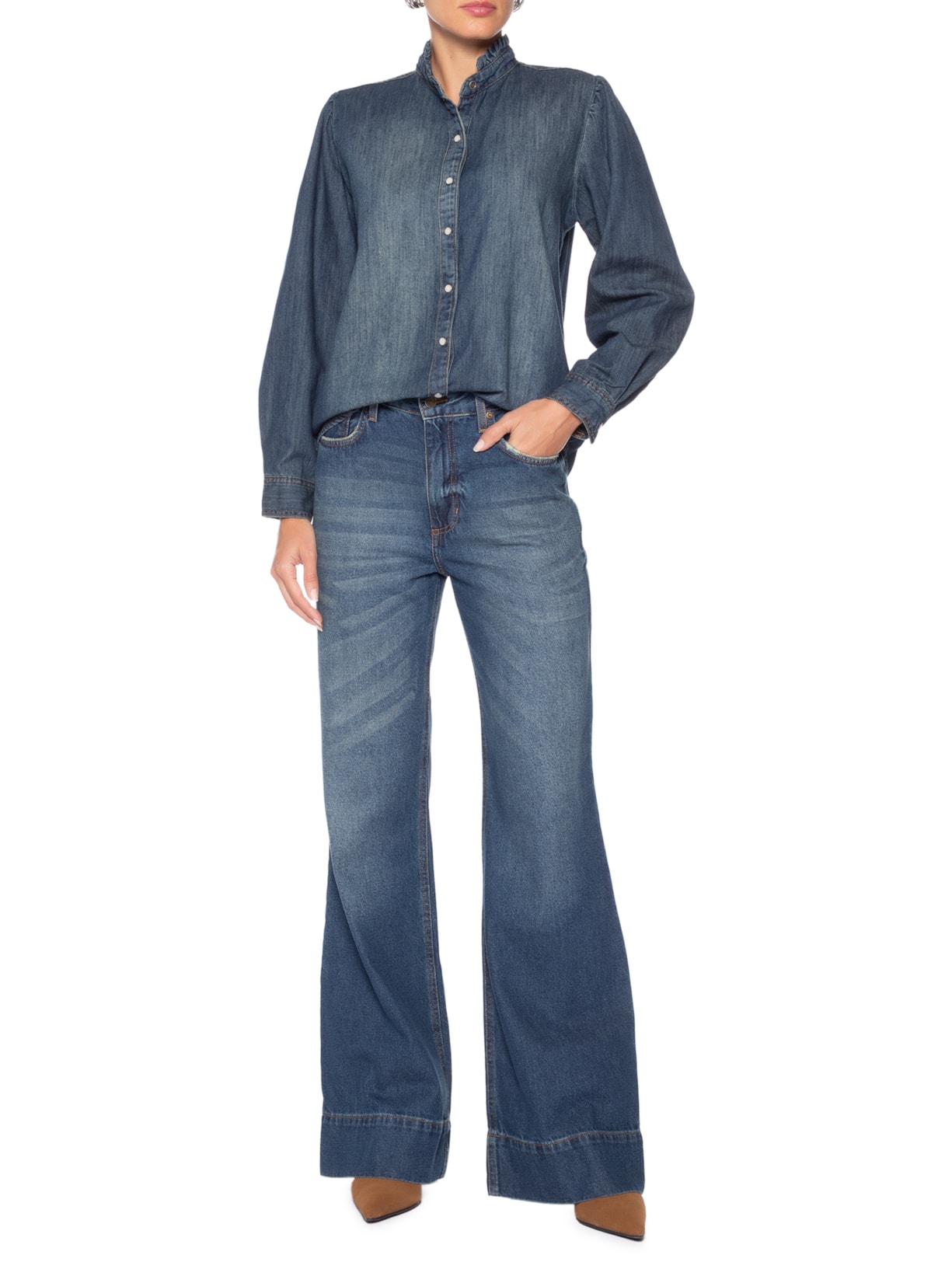 Camisa Feminina Amara Azul Carol Bassi