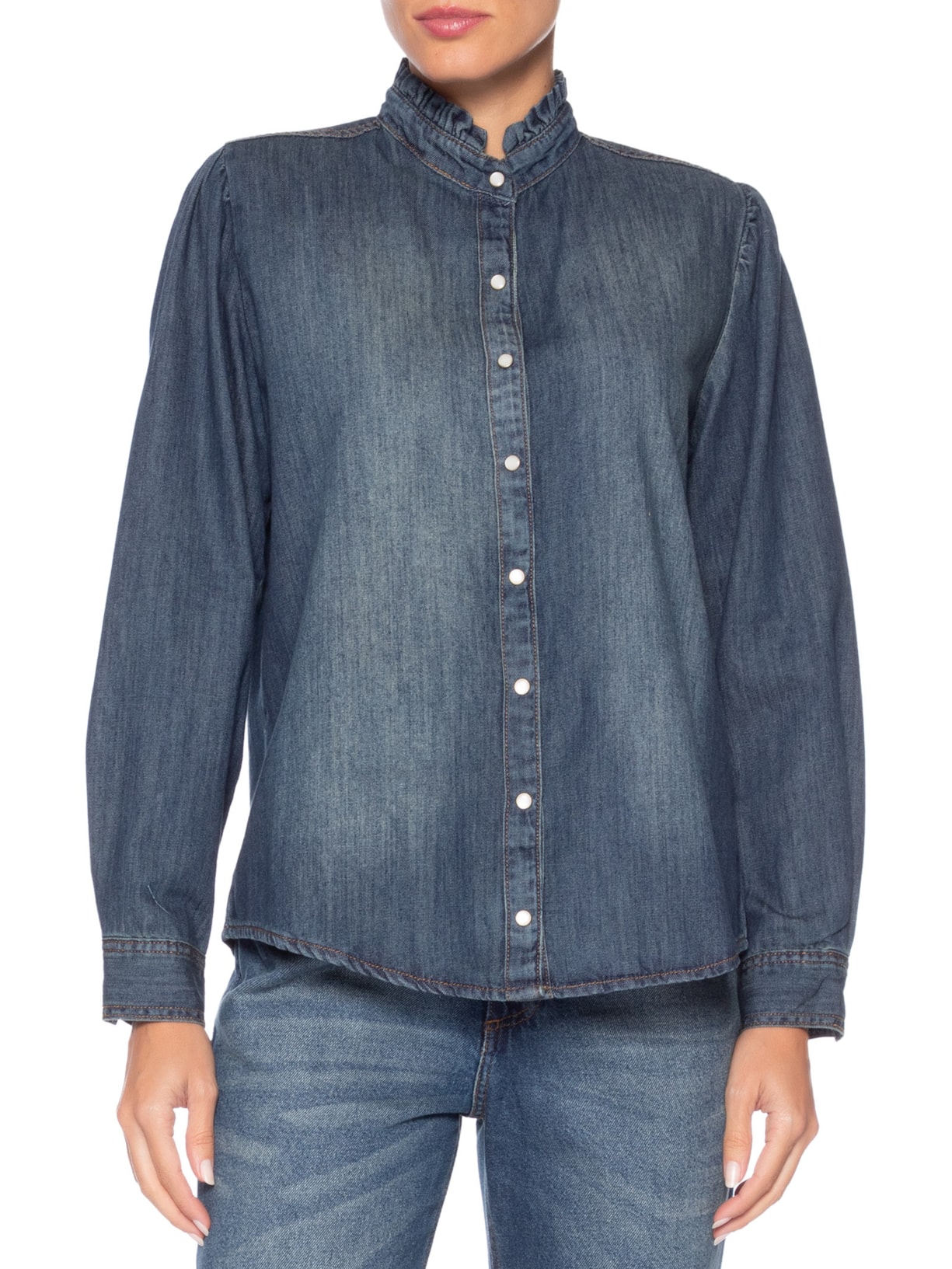 Camisa Feminina Amara Azul Carol Bassi