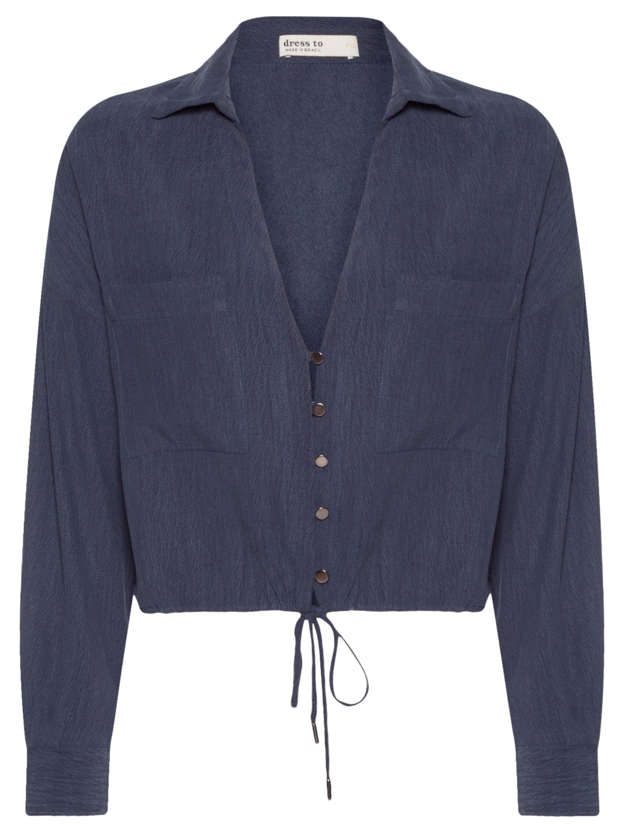 Camisa Feminina Amarração Decote Tesoura - Azul