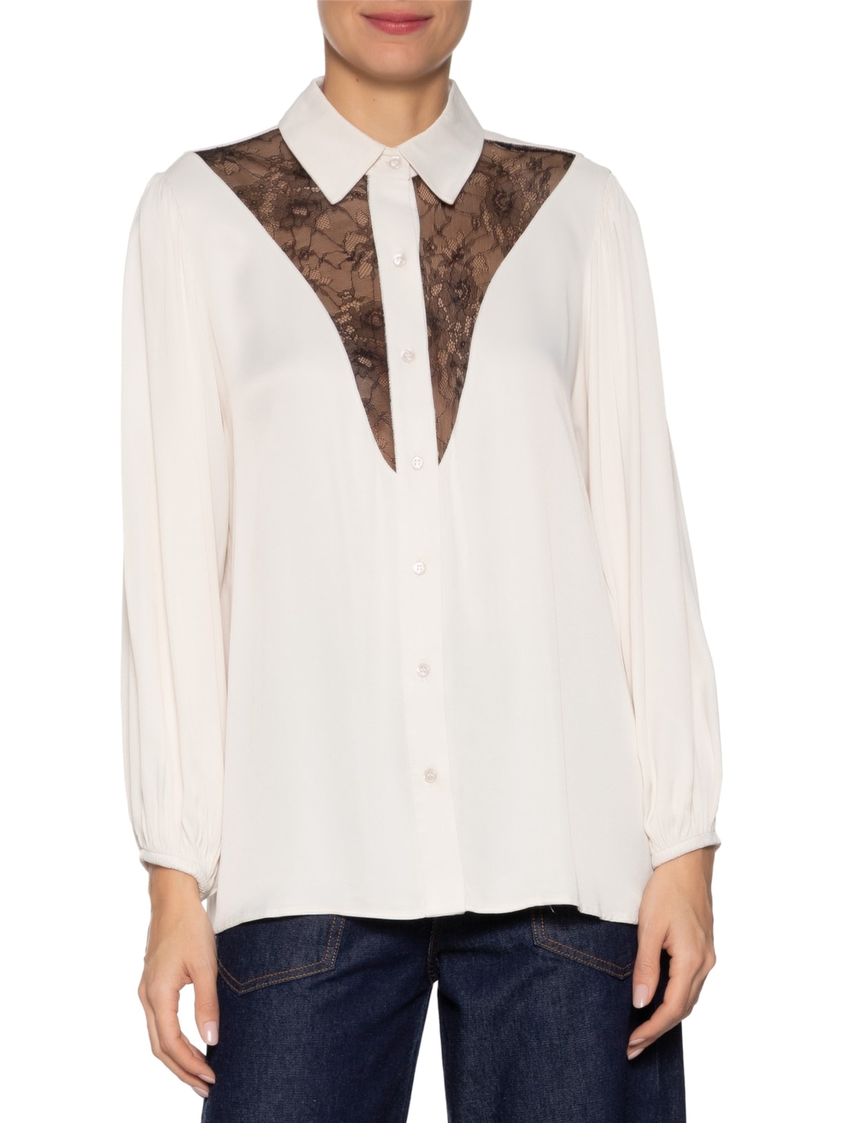Camisa Feminina Amina Branco Carol Bassi