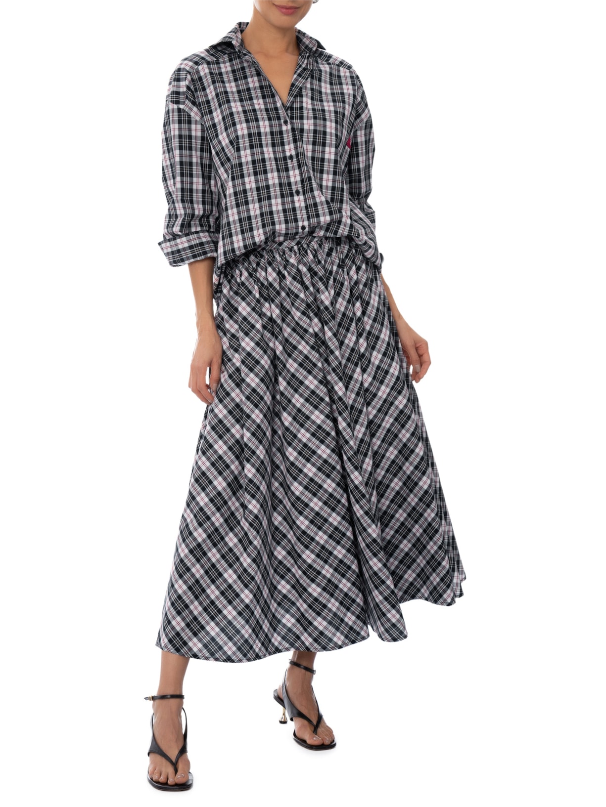 Camisa Feminina Ampla Dobra Bolso Preto Andrea Marques