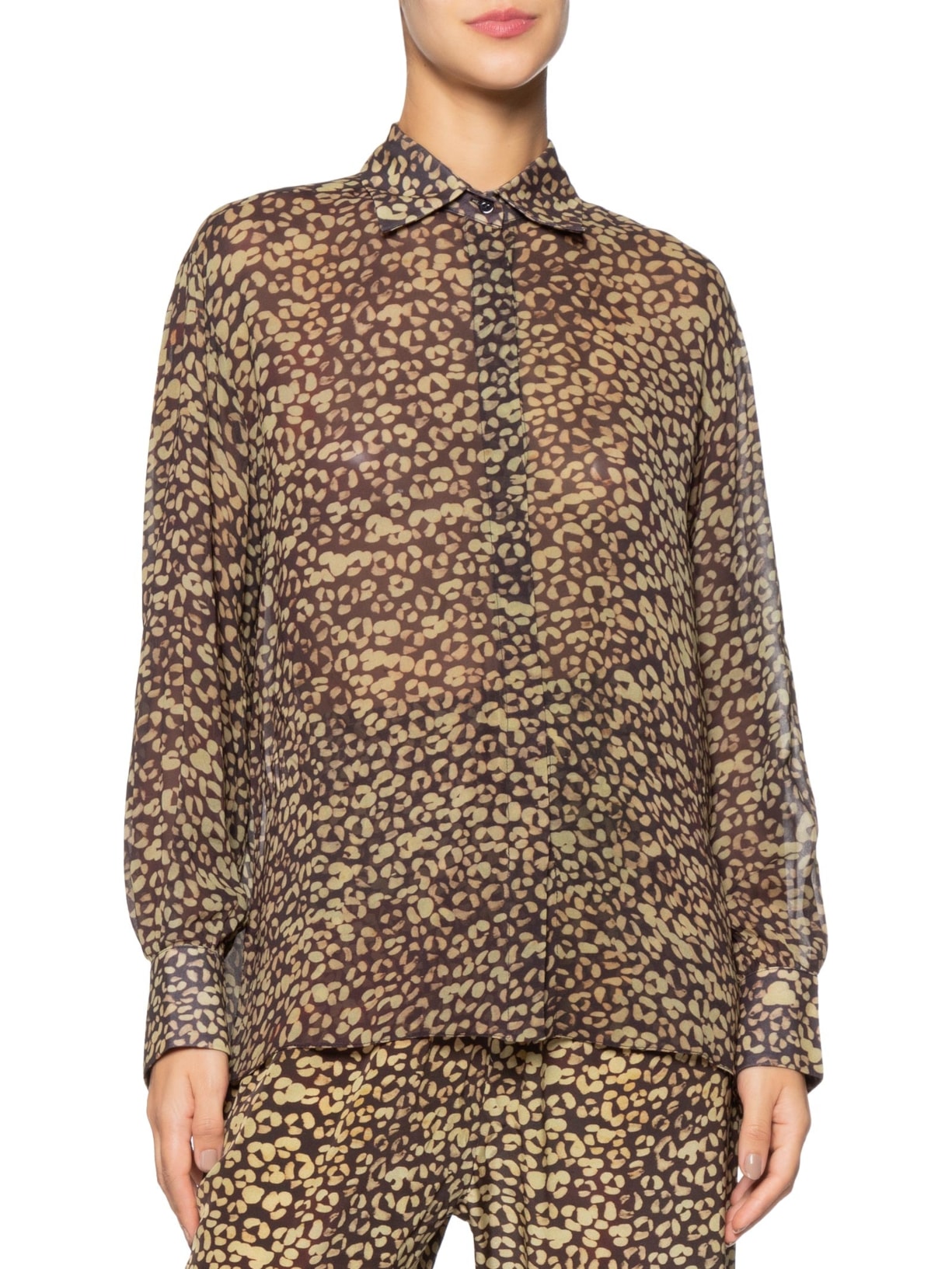 Camisa Feminina Ampla Est Onça Tina Color- Verde Animale