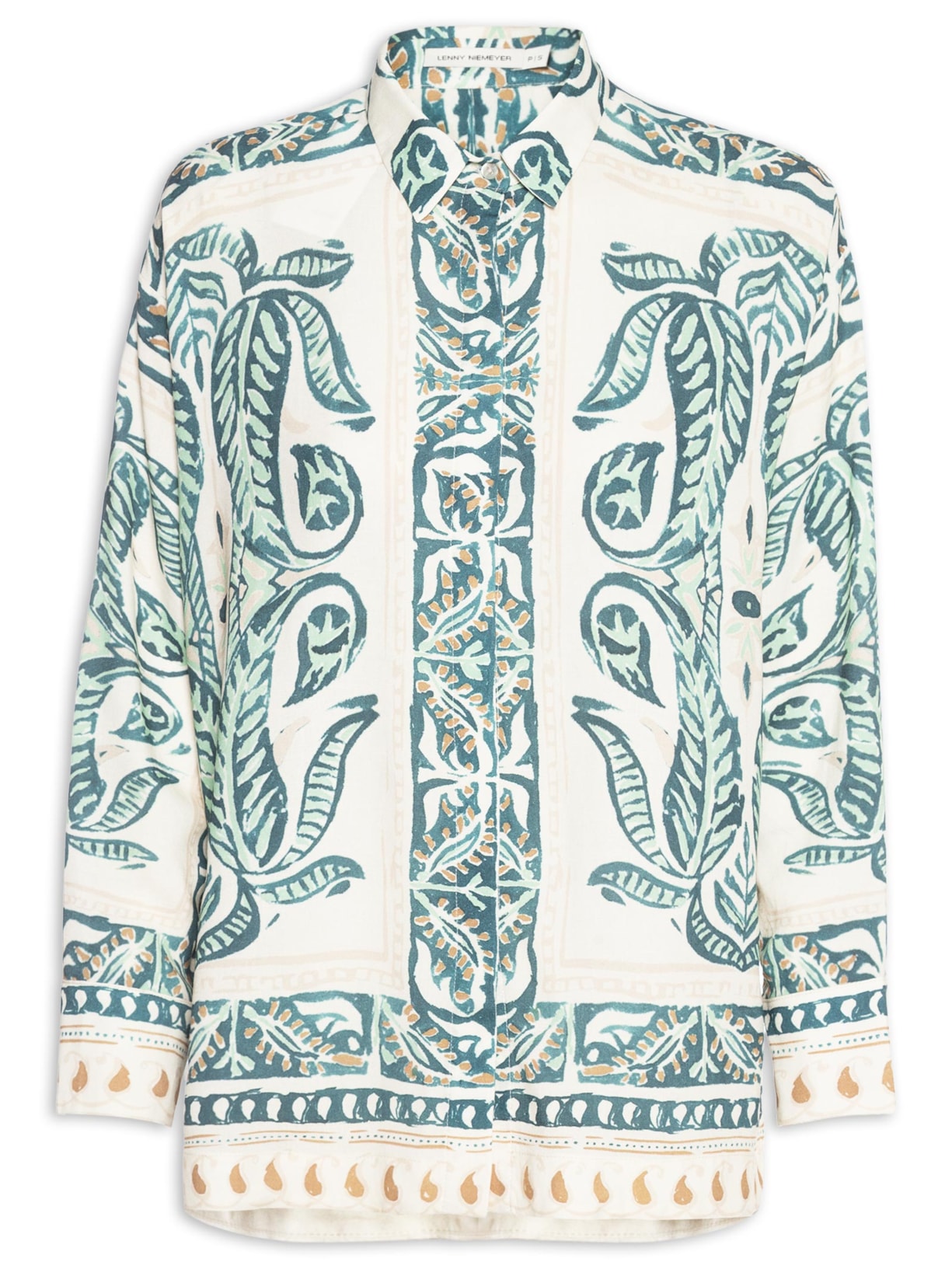 Camisa Feminina Ampla Fendas Verde Lenny Niemeyer