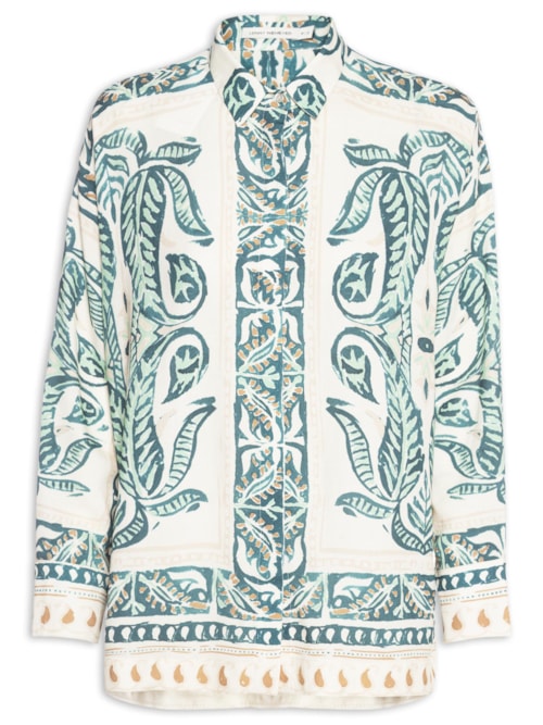 Camisa Feminina Ampla Fendas - Verde