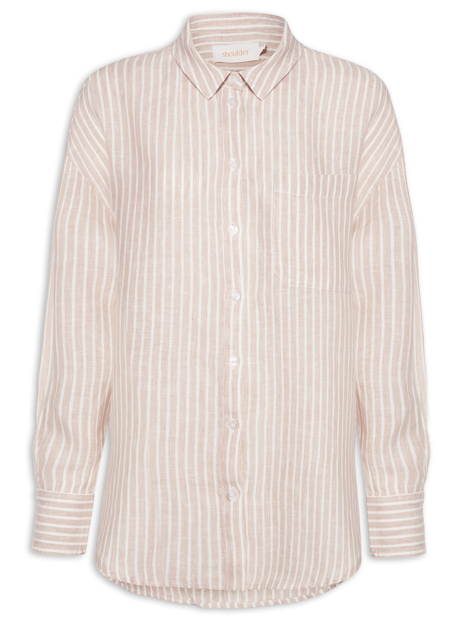 トップス plage cotton embro cami Camisa Feminina Ampla Fio Tinto - Shoulder - Bege