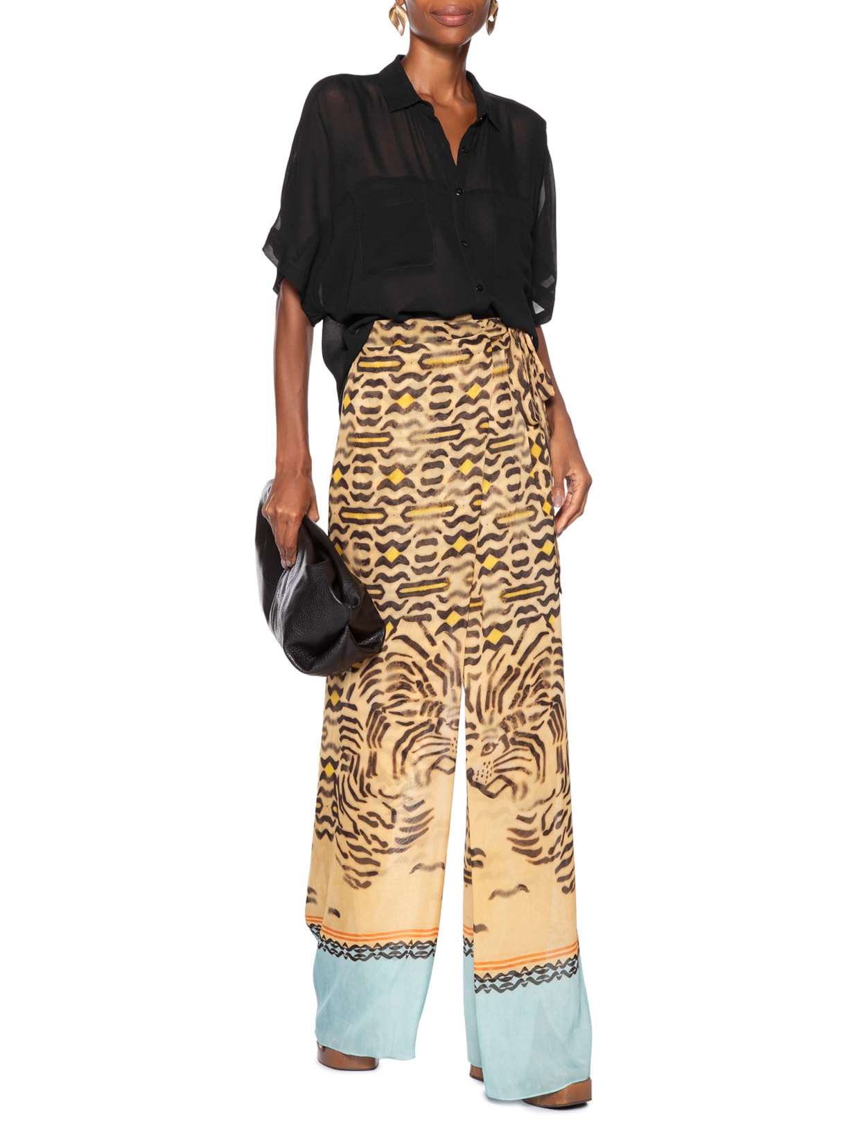 Camisa Feminina Ampla Mix Preto Animale