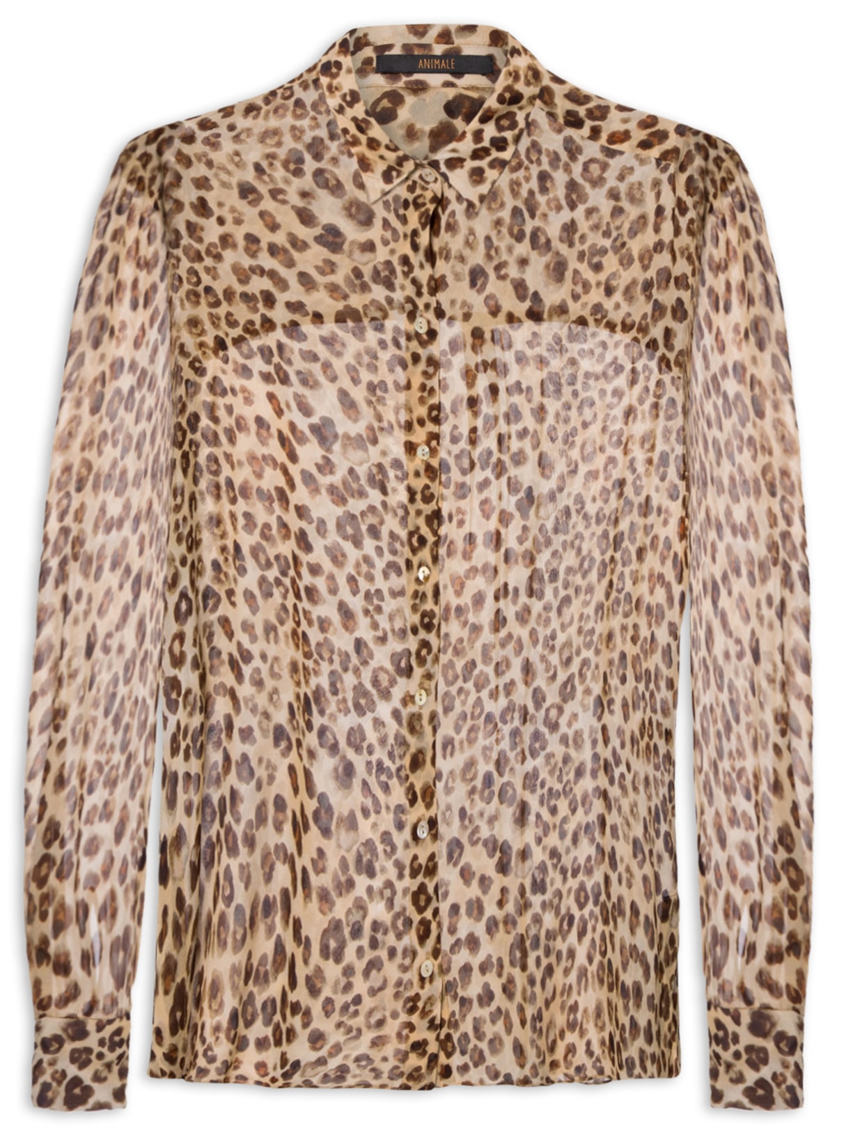 Camisa Feminina Ampla Onça Concha Marrom Animale