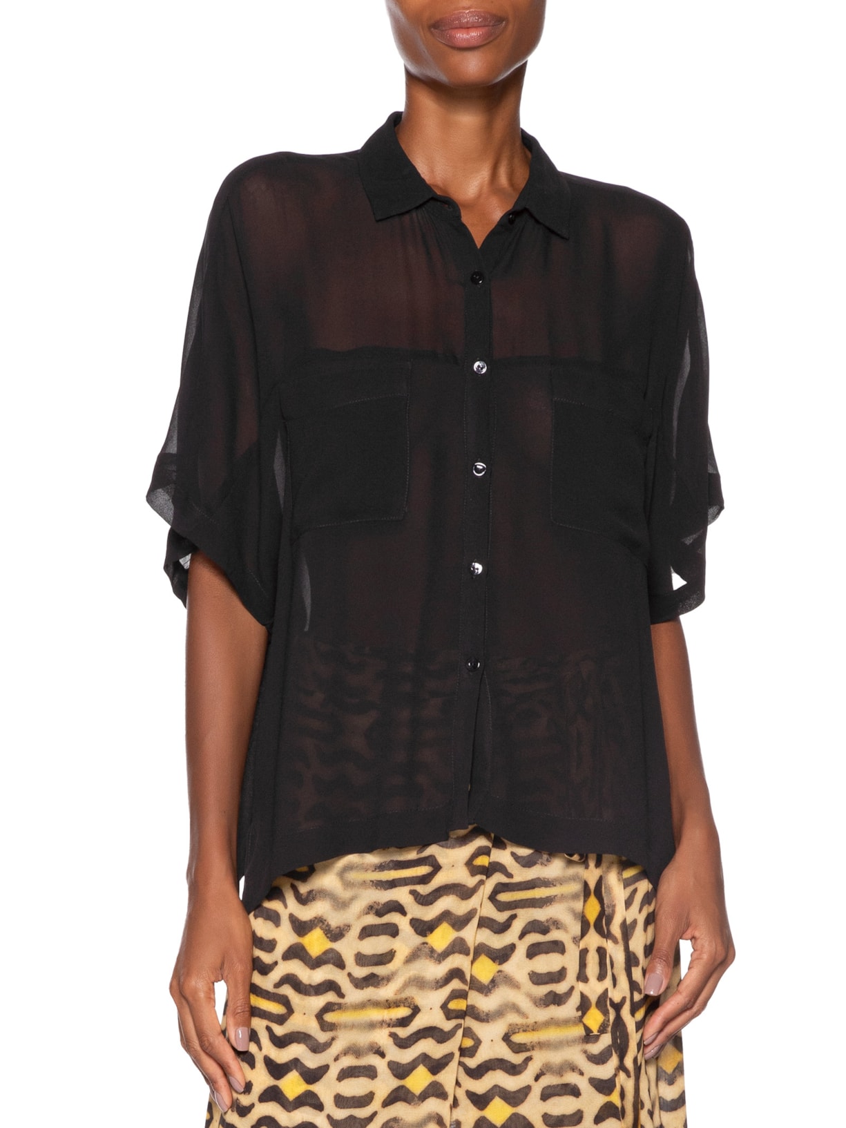 Camisa Feminina Ampla Preto Animale
