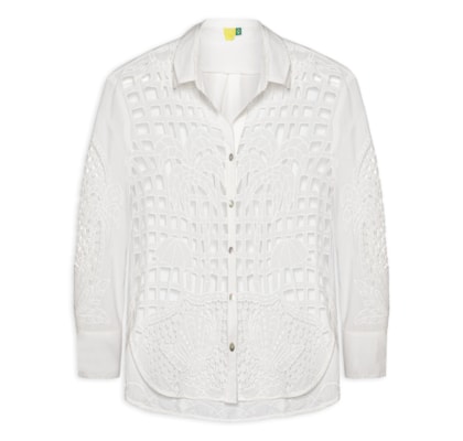 Camisa Feminina Artesanal Listra Tropical - Branco