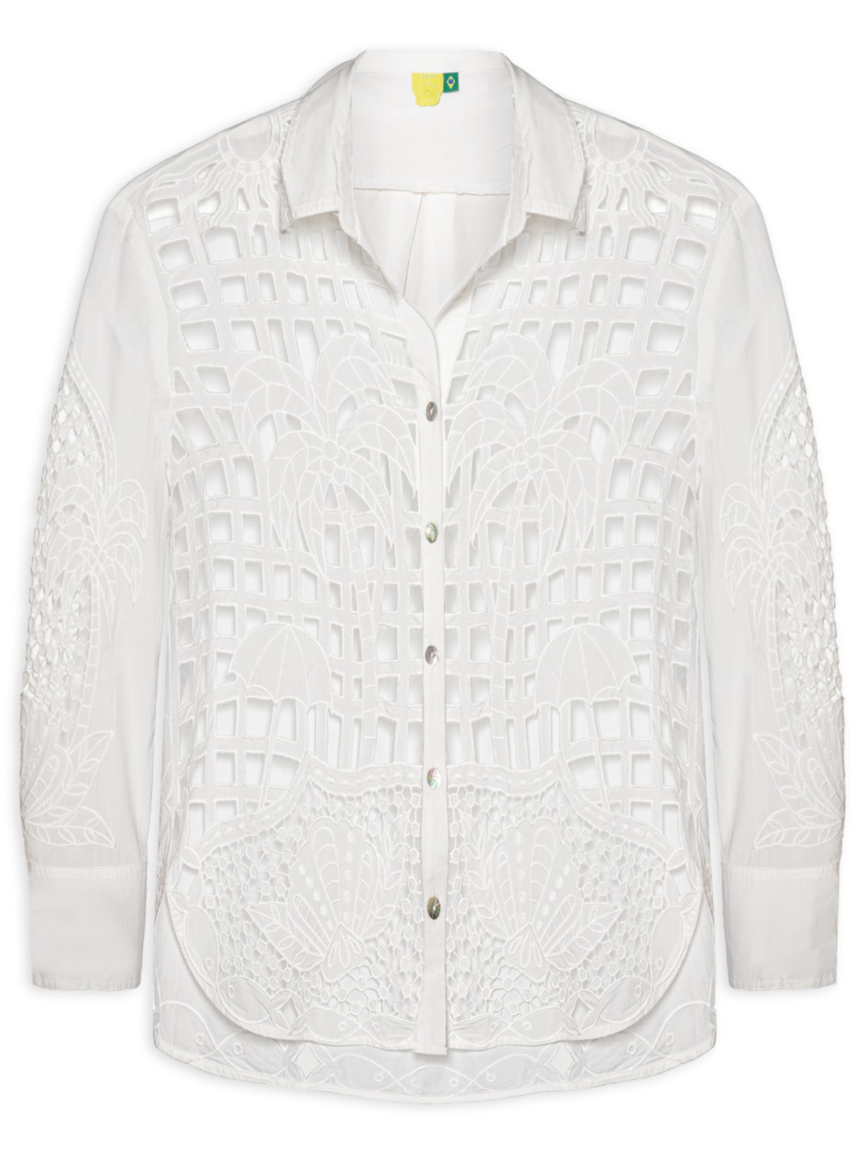 Camisa Feminina Artesanal Listra Tropical - Branco