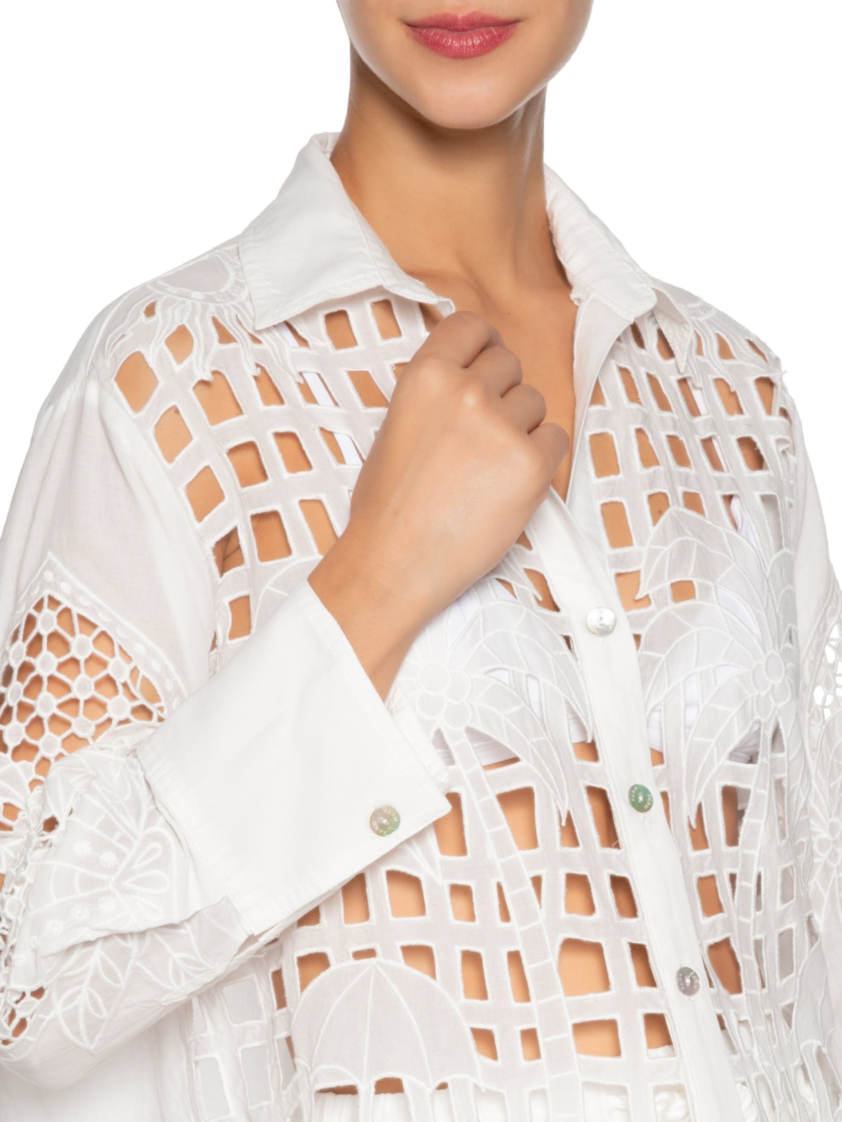 Camisa Feminina Artesanal Listra Tropical Branco Farm Praia